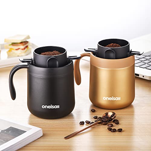 ONEISALL Camping Portable Coffee Maker Set with Stainless Steel Coffee Mug + Collapsible Pour Over Coffee Filter - for Travel Camping Offices Backpacking