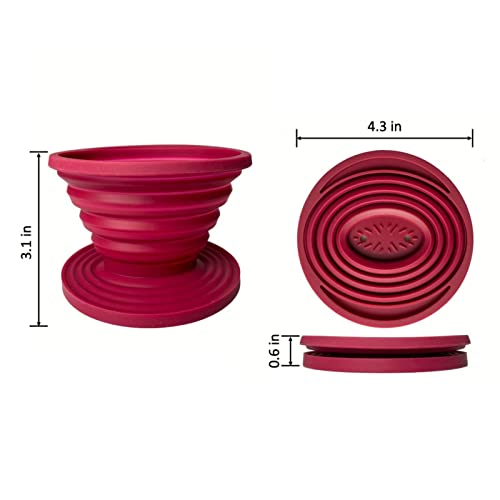 Attsky Collapsible Pour Over Coffee Dripper for Camp Coffee, Reusable Silicone Coffee Filter Holder for Camping Red